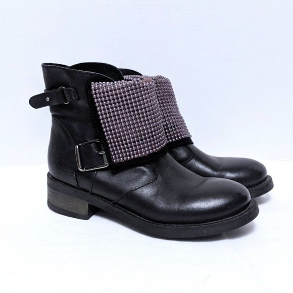 NaNa Black and Purple Moto Boots